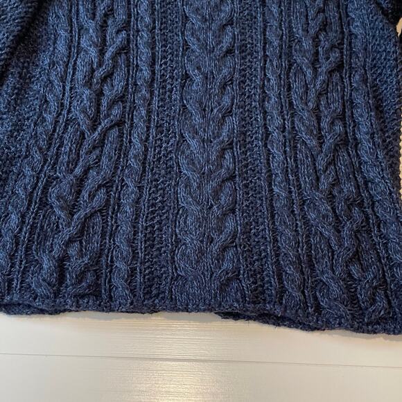 LRL Lauren Jeans Co Cable Knit Sweater Sz L Mock Rolled Neck Pullover Navy Blue - Picture 9 of 12